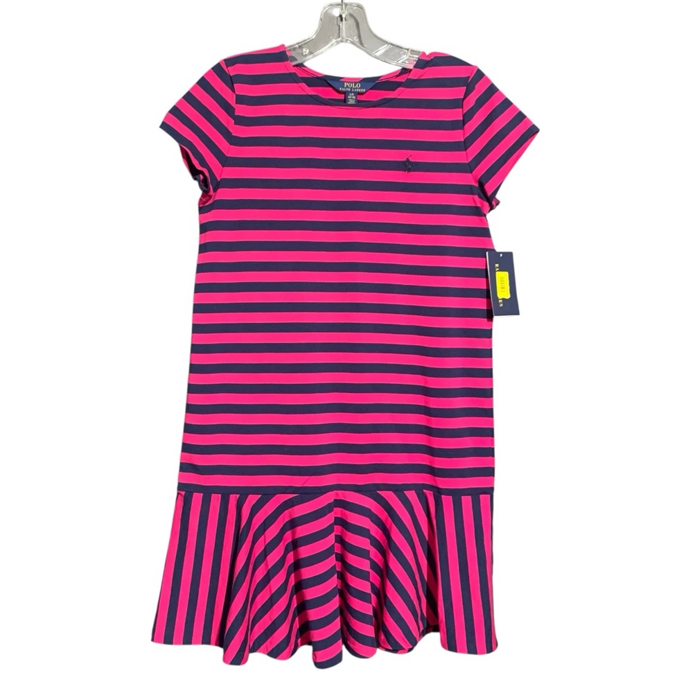 Polo by Ralph Lauren Pink and Navy Striped Kids Dress